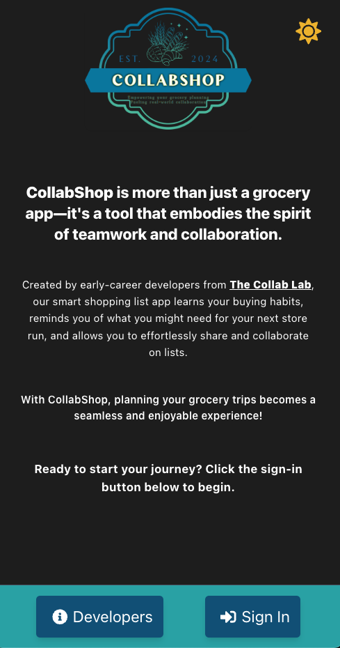 Screenshot of CollabShop: Collaborative React Smart Shopping List project
