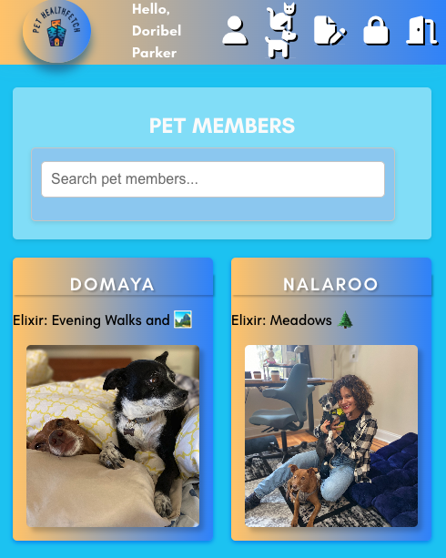 Screenshot of Pet HealthFetch React App project