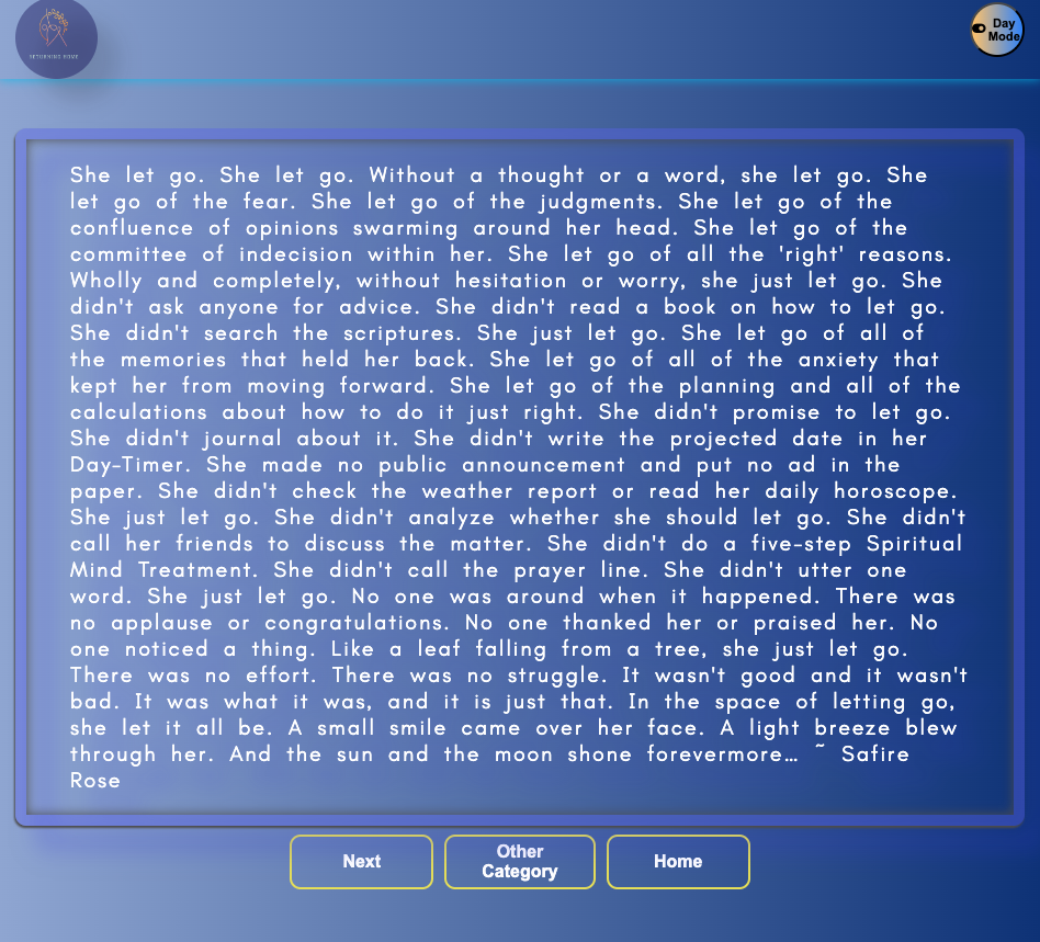 Screenshot of Returning Home project